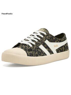 Leopard Low-Top Lace-Up Fashion Sneakers Leather Upper Casual Shoes